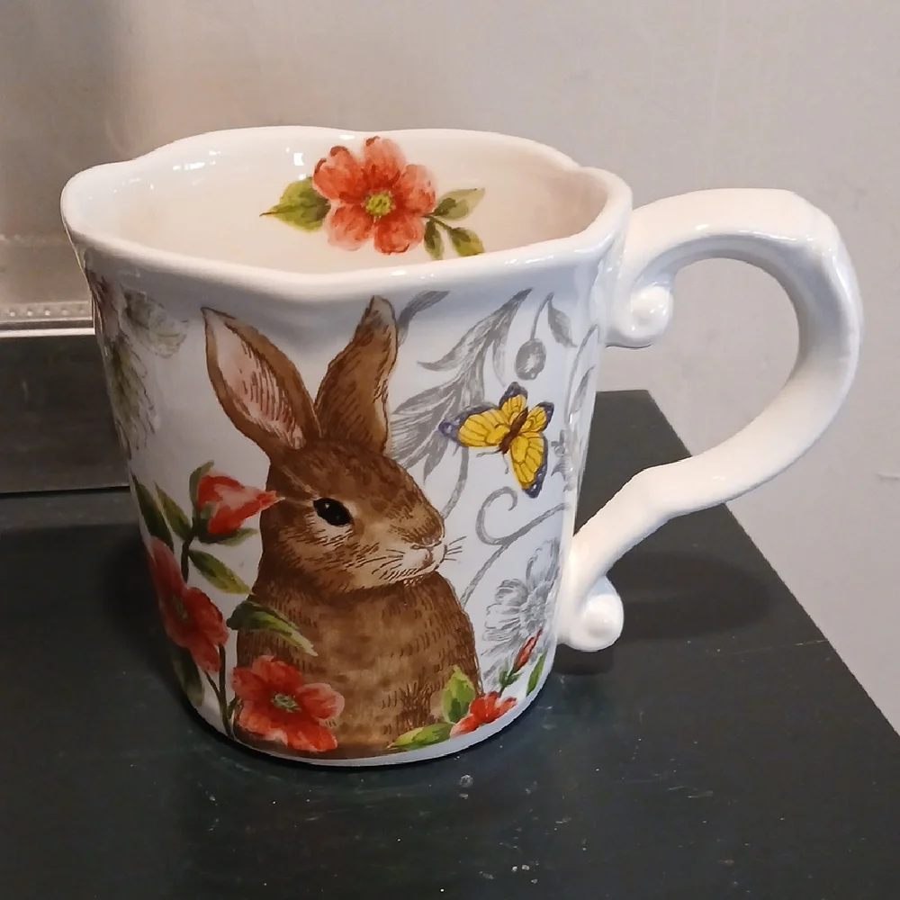 Floral Rabbit Mug - Picture 1 of 8